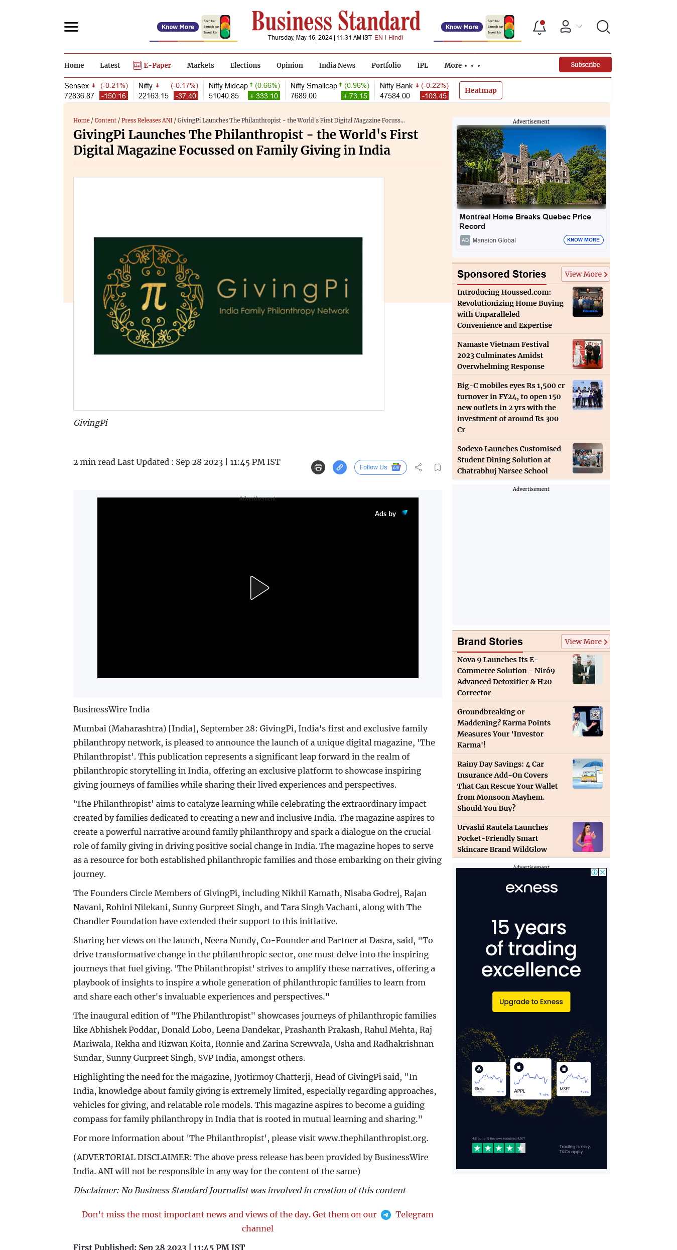 GivingPi Launches The Philanthropist - the World's First Digital Magazine Focussed on Family Giving in India