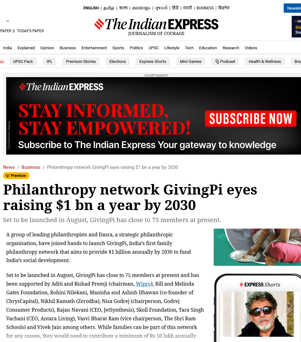 Philanthropy network GivingPi eyes raising $1 bn a year by 2030